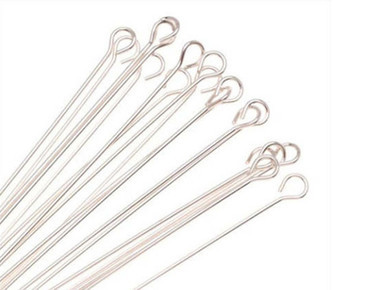Sterling Silver Eye Pin - 0.020"/0.5mm/24 GA - 2" (5 Pieces)