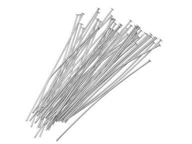 Silver Plated Head Pin - 0.020/0.5mm/24GA - 1 1/2" (50 Pieces)