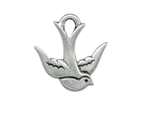 TierraCast Antiqued Silver Plated Charm, Swallow (10 Pieces)