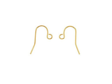 Gold Plated Ear Wire, Round Wire - 0.025"/0.64mm/22GA (20 Pieces)