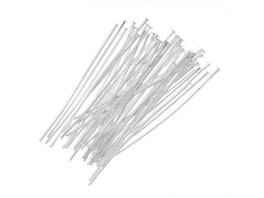 Silver Plated Head Pin - 0.028/0.7mm/21GA - 1 1/2" (50 Pieces)