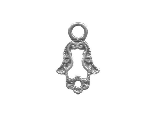 JBB Findings Antiqued Silver Plated Charm, Hamsa Hand, Cast (Each)