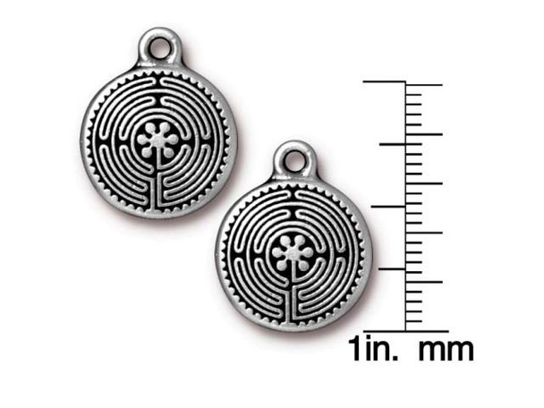 TierraCast 21x17mm Labyrinth Charm - Antiqued Silver Plated (10 Pieces)