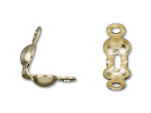 Gold-Filled Clamshell Bead Tip with 2 Rings (1 Pair)