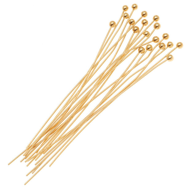 Gold-Filled 1.5-Inch Head Pin with Ball End, 24 Gauge (1 Pair)