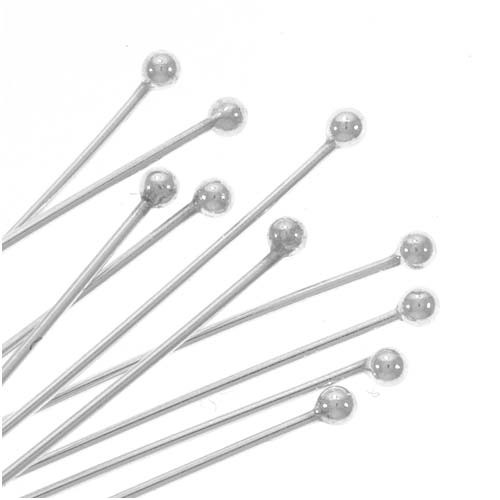 Sterling Silver 2 inch Ball-end Head Pin, 24 gauge (5 Pieces)