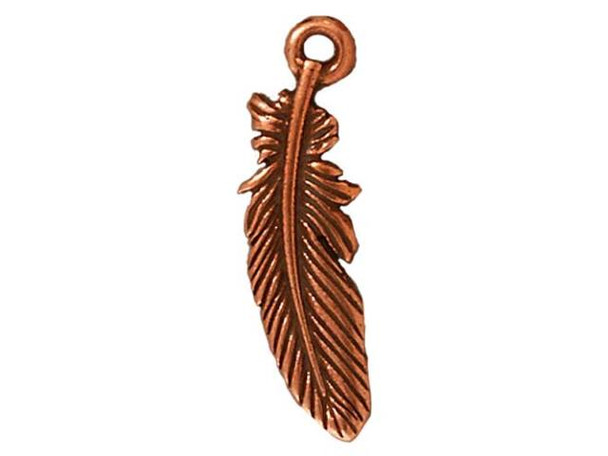 TierraCast Antiqued Copper Plated Small Feather Charm (ten)