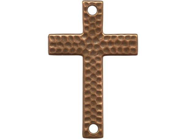 2-Hole Hammertone Cross Link, TierraCast Antiqued Copper Plate (Each)