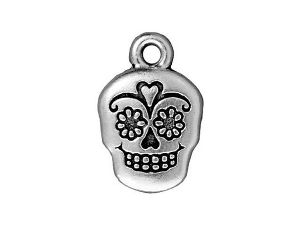 TierraCast Antiqued Silver Plated Charm, Calavera (ten)