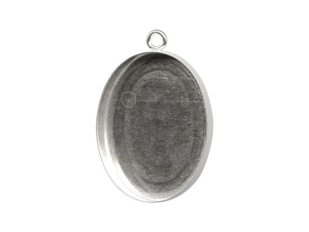 Sterling Silver Bezel Cup, Oval, 25x18mm, 1 Loop (Each)