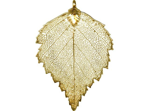Gold Plated Pendant, Plated Leaf, Birch (each)