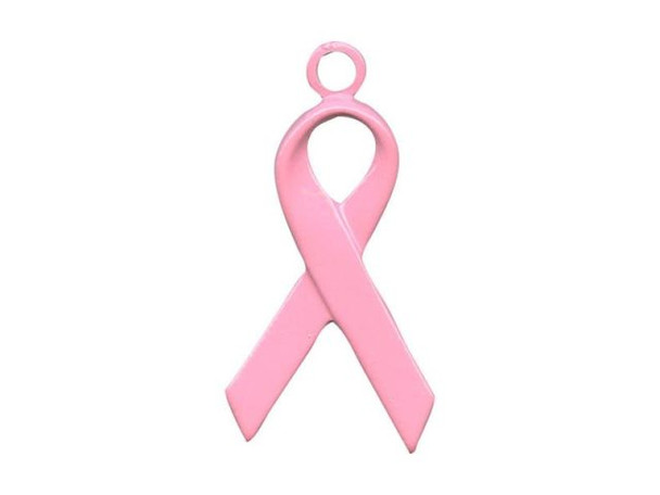 Pink Enamel Charm, Awareness Ribbon (12 Pieces)