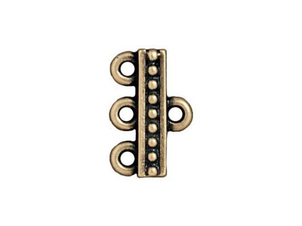 TierraCast Antiqued Brass Plated Necklace End, Beaded 3 Loop (10 Pieces)
