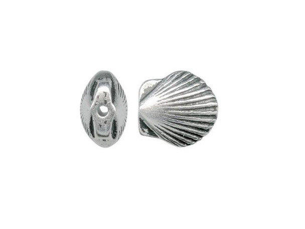TierraCast Small Shell Bead - Antiqued Silver Plated (10 Pieces)