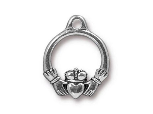 TierraCast 15mm Claddagh Charm - Antiqued Silver Plated (Each)