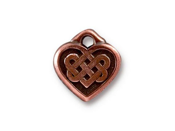 TierraCast Antiqued Copper Plated Charm, Small Celtic Heart (Each)
