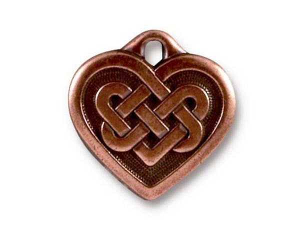 TierraCast Antiqued Copper Plated Charm, Large Celtic Heart (Each)