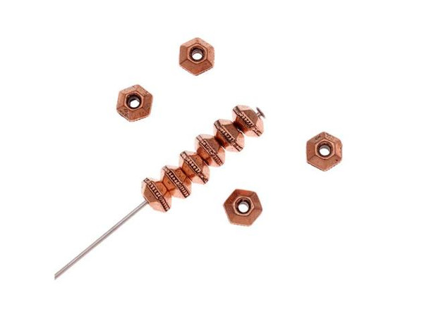 5mm TierraCast Faceted Heishi Spacer Beads - Antiqued Copper Plated (hundred)