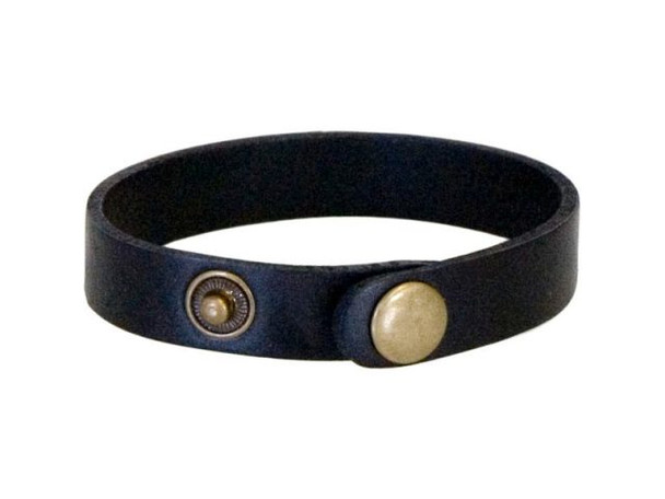 Leather Cuff Bracelet, 1/2" - Black (each)