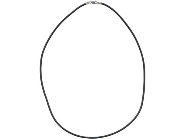 18" Necklace, Sterling Silver and 2mm Black Rubber (Each)
