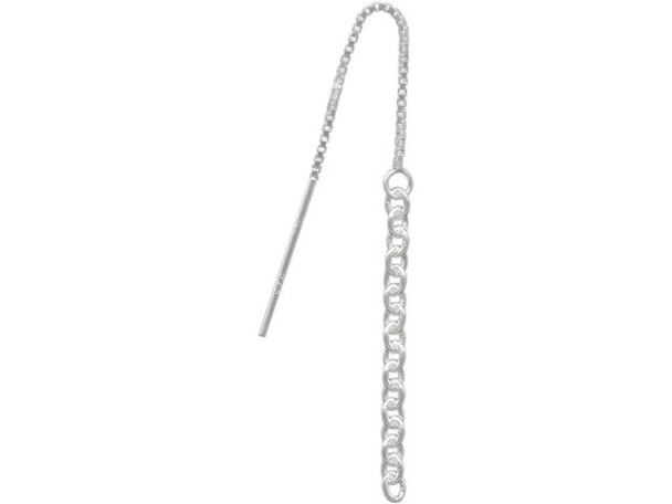                     A quick way to make linear earrings!    Attach dangles, thread beads on, or leave plain.    Use post to penetrate piercing, then pull through.    Available in Sterling Silver and Vermeil.    Select styles available in both original style and "U" threaders.    Lengths may vary.          "Original"       "U" Threaders                 Tips      Beads with 1mm+ hole (including most 6mm and 8mm PRESTIGE Crystal crystal bicones) can be strung directly onto  the thread. Vermeil ear threads are slightly thicker.    Changeable earrings: New earrings every day!  Change the slide-on beads each time you wear them.    For threads without a built-in "U":  To keep beads on thread when on display card or in jewelry box,  carefully add wire keepers (#33-960, #33-961) or better yet, use  SmartBeads with Bead Positioning System (available in sterling  and gold). These look great and are easy to put on ear threads  without breaking the solder joint.    Threads with built-in "U" are great  because the "U" keeps the thread in place in the ear - no need for  a nut in the back. We do not recommend stringing beads onto these  styles, as it could bend or otherwise damage the "U."    To keep beads on thread permanently: Use sterling crimp  bead #41-553 or GF crimp bead #41-653 above beads.                         See Related Products links (below) for similar items and additional jewelry-making supplies that are often used with this item.