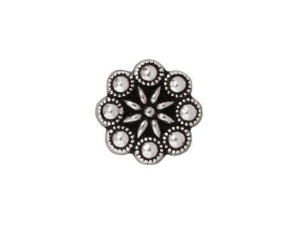 TierraCast Czech Rosette Button - Antiqued Silver Plated (Each)