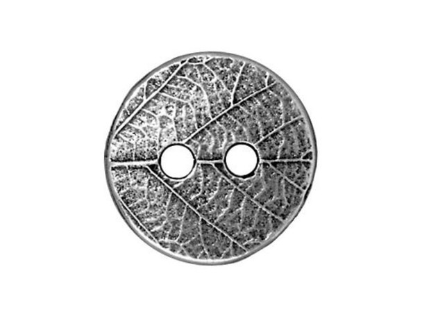 TierraCast Britannia Pewter Round Leaf Button - Antiqued (Each)