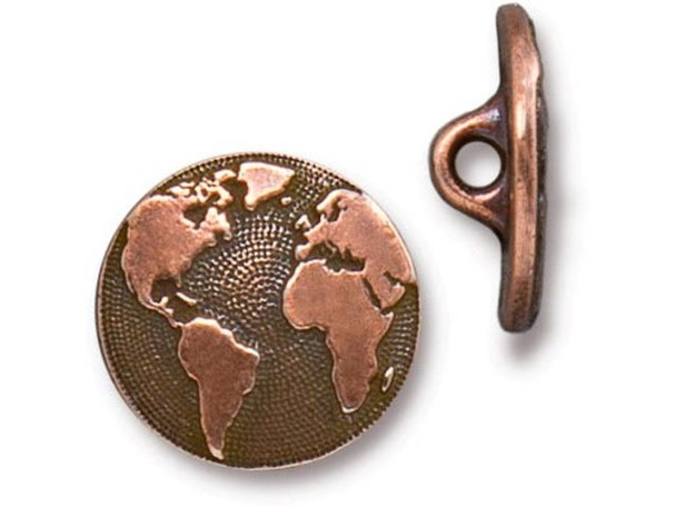 TierraCast Britannia Pewter Earth Button - Antiqued Copper Plated (Each)