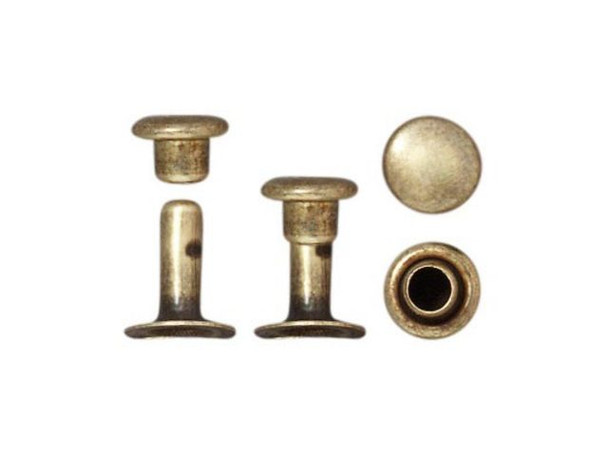 69-983-06-6 TierraCast Antiqued Brass Plated Leather Rivets, 1/8 dia -  Rings & Things