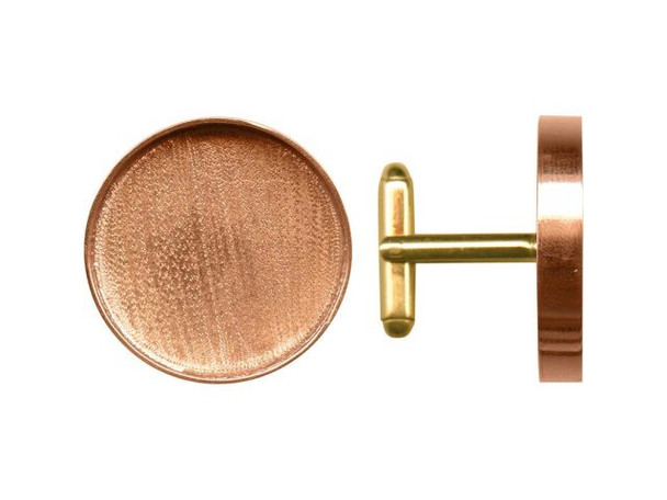 Amate Studios Cuff Link Blank, 1" Round Bezel - Copper and Brass (pair)