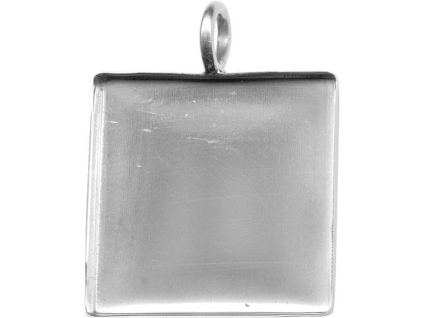 Amate Studios Silver Plated Bezel, Square, 1 Loop, 35mm (each)