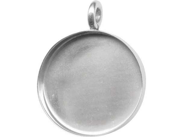 Amate Studios Silver Plated Bezel, Round, 1 Loop, 27mm (Each)