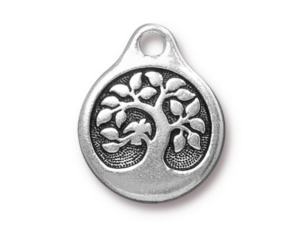 TierraCastAntiqued Silver Plated Bird in a Tree Charm (Each)