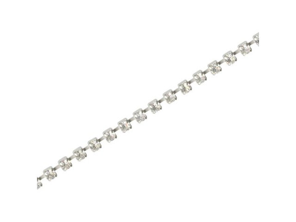 Crystal/ Silver Plated Glass Rhinestone Chain, 2.5mm (meter)