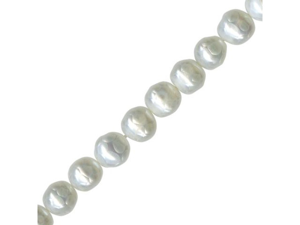 Add elegance to a wide variety of jewelry designs -- pearls are perfect for formal occasions such as bridal jewelry, weddings and proms, and are equally at home in light-hearted beach-inspired jewelry. Pearls are organic gemstones, formed when a foreign object (like a tiny stone) makes its way into an oyster (or similar mollusk's) shell. Over time, the mollusk covers the intruding object with 1,000's of layers of nacre. "Cultured" pearls are pearls in which people, rather than nature, implant the foreign particle, and care for the mollusks at a pearl farm while the pearls develop. Nearly all pearls available today are cultured. Natural pearls are very rare (and valuable!), so the word "pearl" should be assumed as "cultured pearl" unless otherwise noted. Pearls formed by saltwater oysters are commonly known as oriental pearls and those produced by freshwater mollusks are called freshwater pearls.Pearls are perhaps the most popular and well-known birthstone for June. Use a single pearl drop, or a whole strand!  See Related Products links (below) for similar items and additional jewelry-making supplies that are often used with this item.