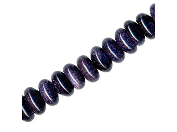 Blue Goldstone Beads, 12mm Rondelle with Large Hole (strand)