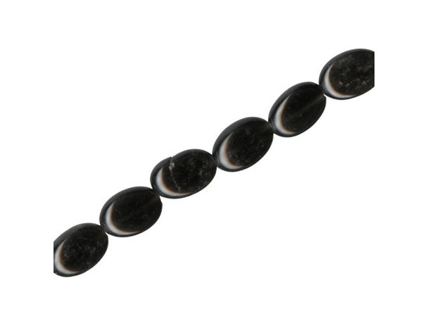 Black Stone Beads, 8x12mm Puffed Oval (strand)
