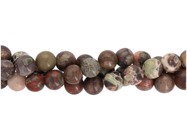Rainforest Agate Gemstone Beads, Round, 10mm (strand)