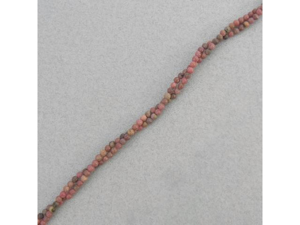 Rhodonite Gemstone Beads, Round, 3mm (strand)