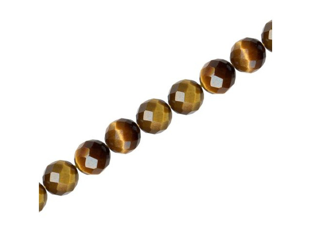 Tiger Eye Gemstone Beads, Faceted Round, 8mm (strand)