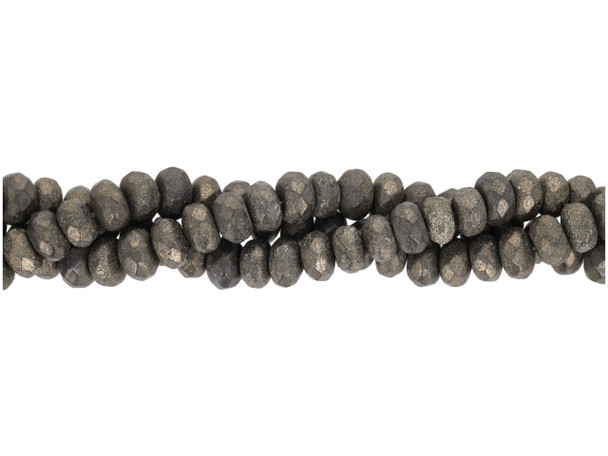 Pyrite Gemstone Beads, Faceted Rondelle, 8x5mm (strand)