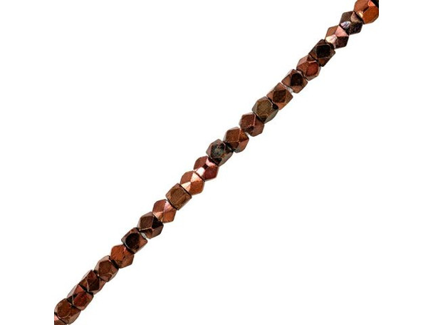 Antiqued Copper Plated Beads, Faceted Cube, 3.5mm - Special Purchase (strand)
