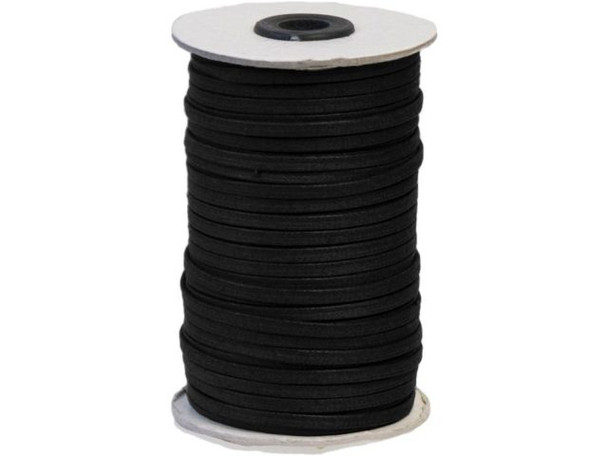 Flat Waxed Cotton Cord, 3mm, 50 meter - Black (Spool)