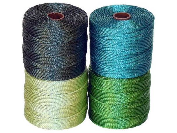 The BeadSmith Super-Lon, Bead Cord Color Mix - Ever Green Mix (pack)