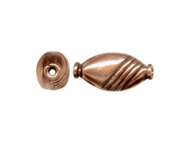 Copper Beads, Oval with Stripes (strand)