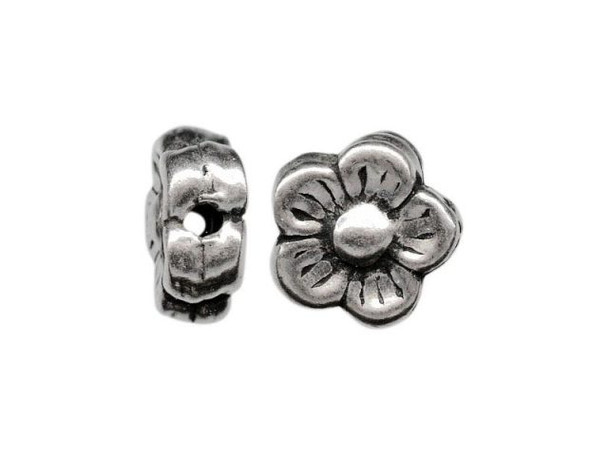 Silver Plated Metal Beads, Flower, Side-Drilled (strand)