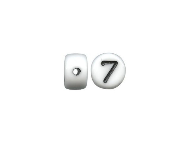 Porcelain Beads, Number, 7 - White/ Black (fifty)