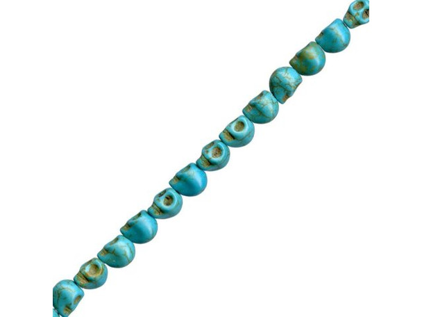 Dyed Magnesite Gemstone Beads, Skull, 6x8mm (strand)