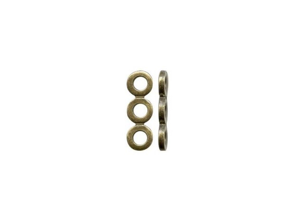 Antiqued Brass Plated Spacer Bar, 3 Hole (gross)