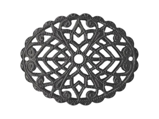 23x29mm Gunmetal Filigree, Domed Oval (12 Pieces)